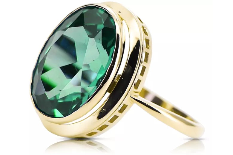 Stil Vintage Inel Smarald Aur galben 14K vrc285y